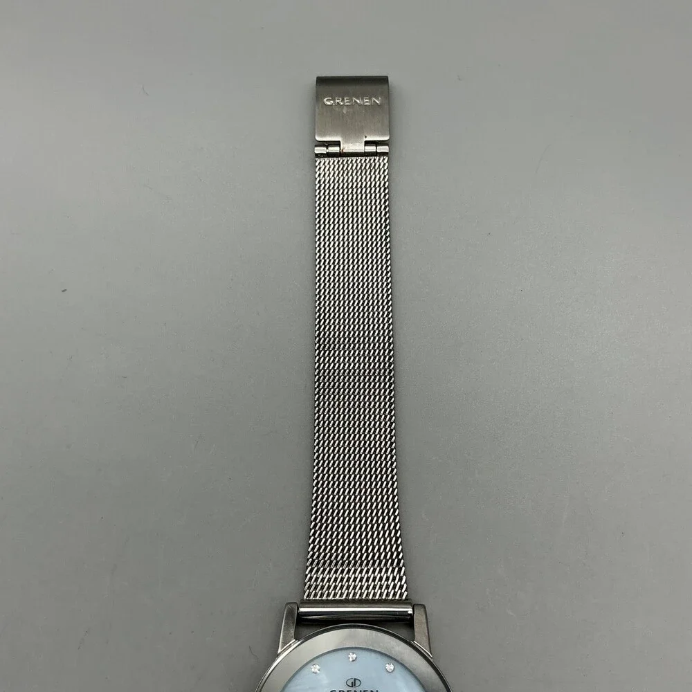 Grenen Womens Watch 27mm MOP Dial Stainless Mesh Band M225SSI New Battery